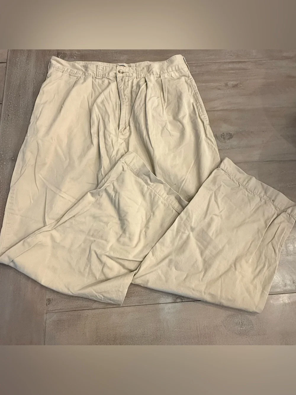Polo Ralph Lauren Men's Beige Pleated Chino Pants Cotton Twill Straight 34x30